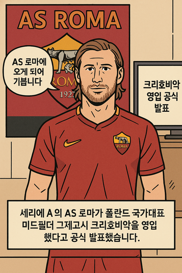 AS 로마, 그제고시 크리호비아크선수 영입 공식 발표
